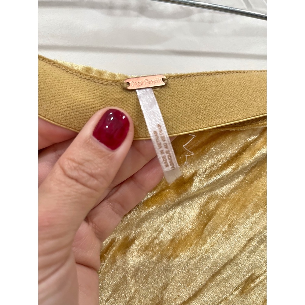Free People Noa Velvet Slip Skirt in Gold - Picture 7 of 9